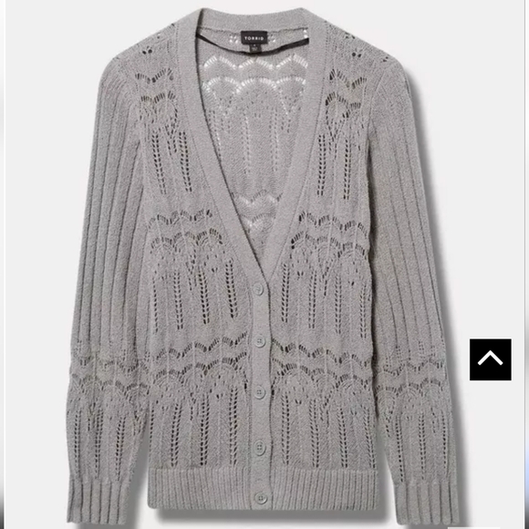 NWT Torrid Women's Grey Sweater Pointelle Cardigan V-Neck Sweater Size 3x - Picture 7 of 15